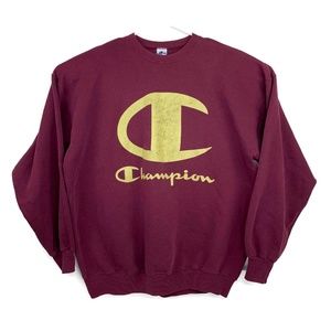 Vintage 90's Champion Big Logo Maroon Sweatshirt